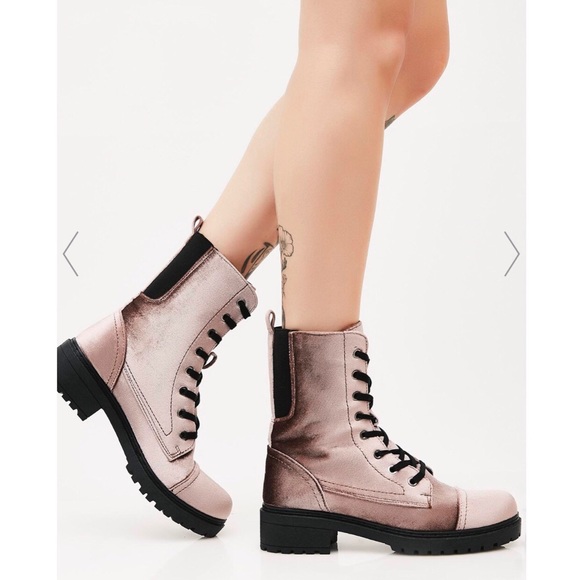 Dolls Kill Shoes - Dollskill velvet combat boots